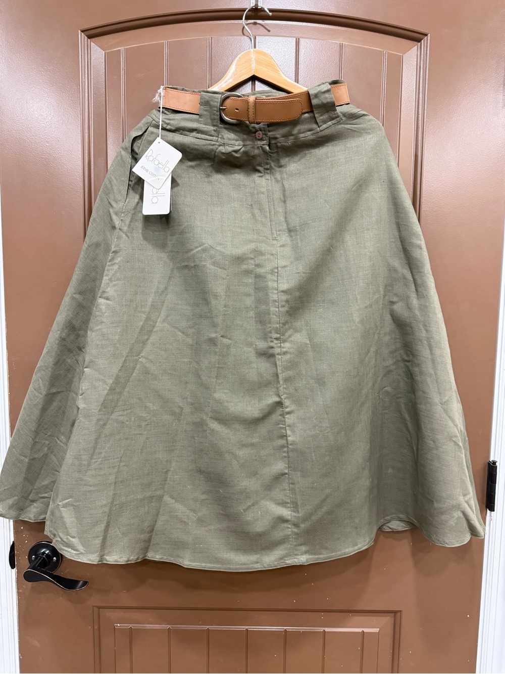 Rafaella Olive Green A-Line Midi Skirt - Picture 3 of 8